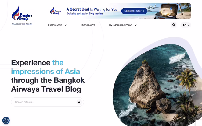 Bangkok Airways blog organic traffic growth case study by Inspira Digital Agency