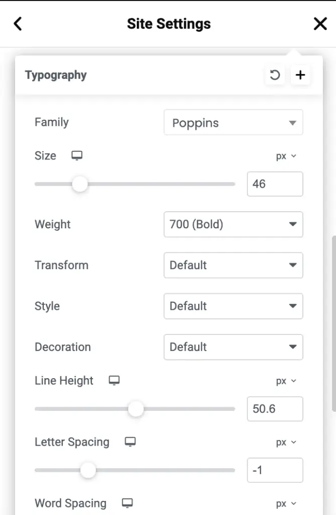  Typography Control Elementor