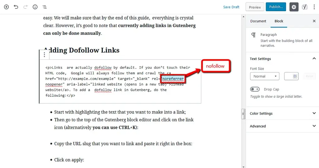ความแตกต่าง dofollow nofollow links